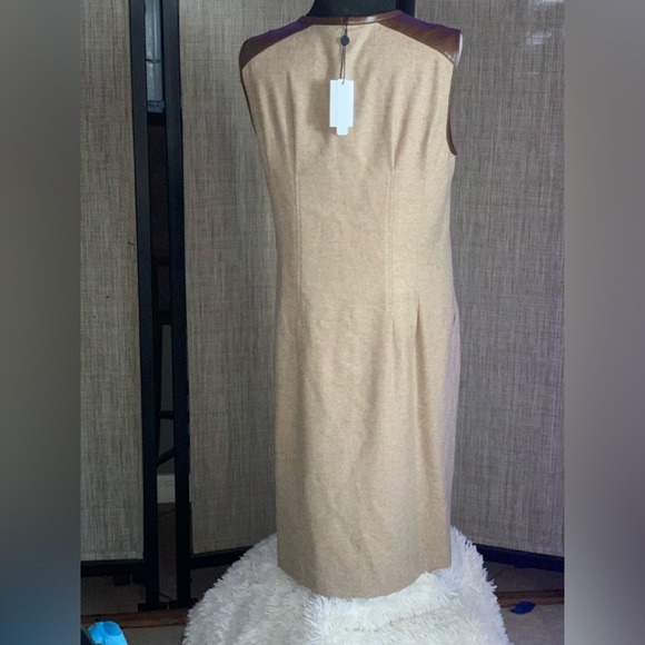 MAGASCHONI wool sheath dress with PU leather trim - Picture 3 of 10